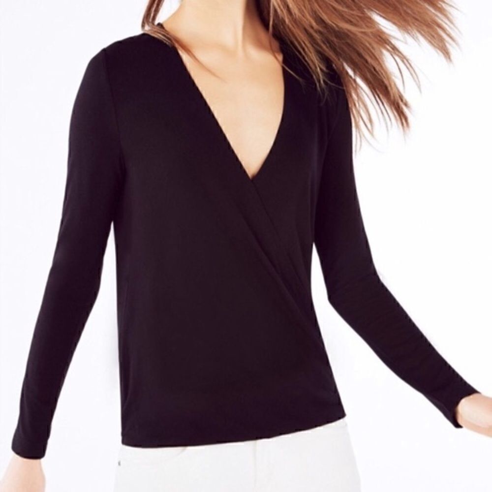 BCBGMAXAZRIA | Black Cathryn Wrap Top | XS